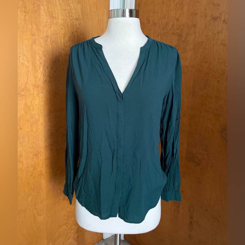 Old Navy Green Teal Button Up Shirt Blouse Small S